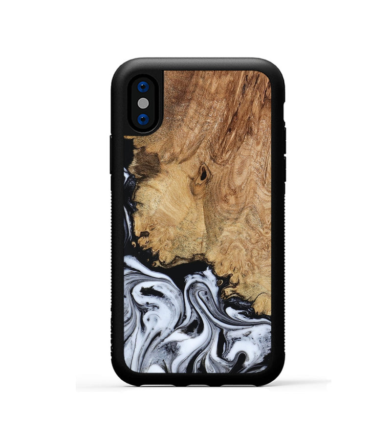 iPhone Xs Wood Phone Case - Lorna (Black & White, 798287)