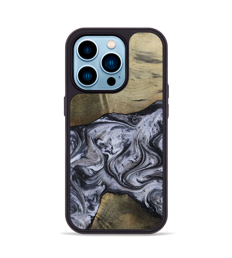 iPhone 14 Pro Wood Phone Case - Walton (Black & White, 798288)