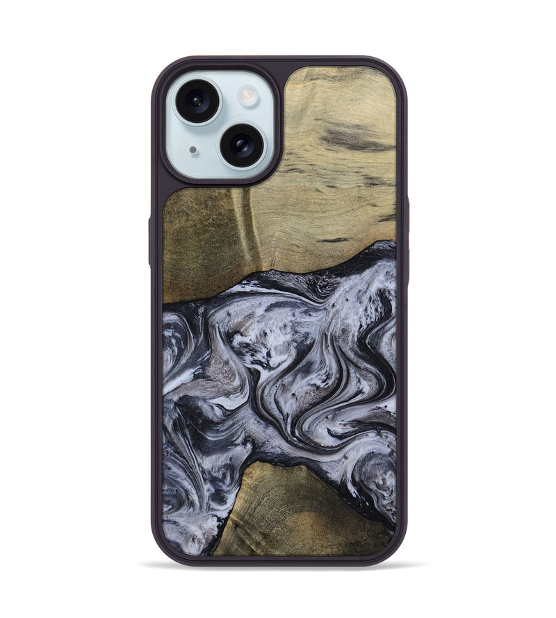 iPhone 15 Wood Phone Case - Walton (Black & White, 798288)