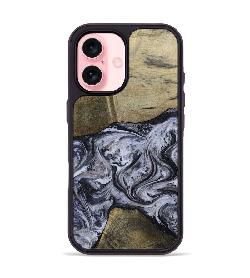 iPhone 16 Wood Phone Case - Walton (Black & White, 798288)