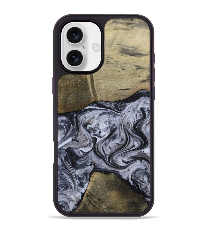 iPhone 16 Plus Wood Phone Case - Walton (Black & White, 798288)