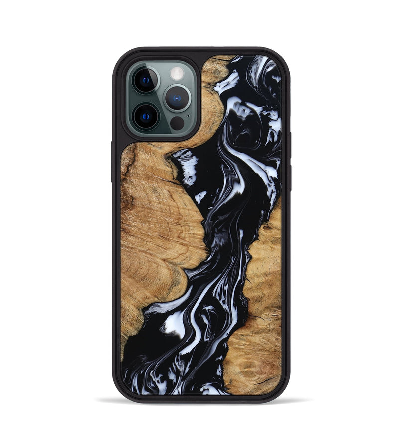 iPhone 12 Pro Wood Phone Case - Waverly (Black & White, 798289)