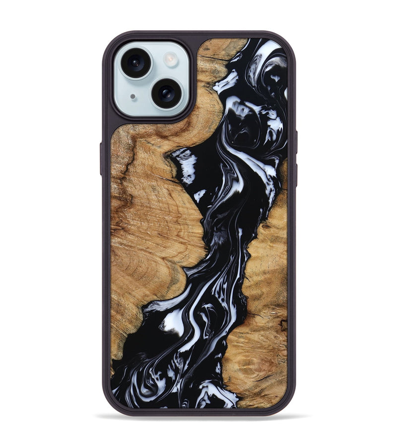 iPhone 15 Plus Wood Phone Case - Waverly (Black & White, 798289)