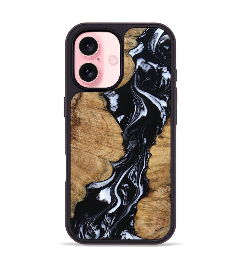 iPhone 16 Wood Phone Case - Waverly (Black & White, 798289)