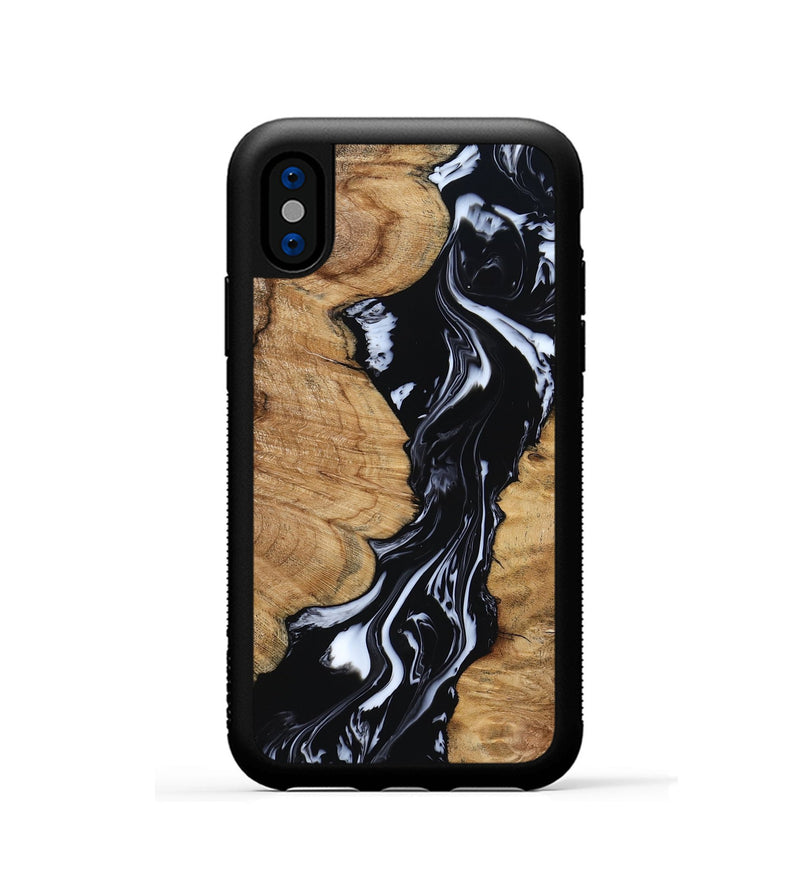 iPhone Xs Wood Phone Case - Waverly (Black & White, 798289)