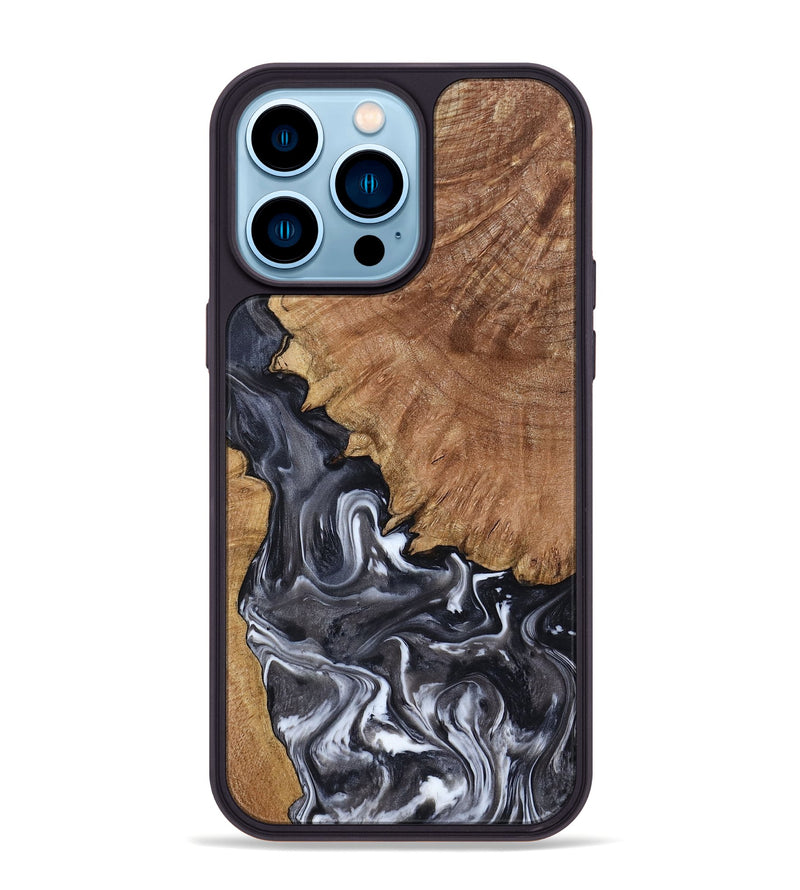 iPhone 14 Pro Max Wood Phone Case - Latosha (Black & White, 798290)