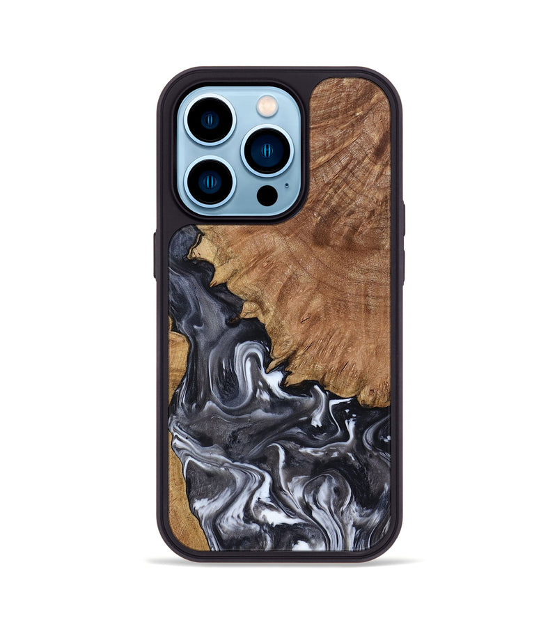 iPhone 14 Pro Wood Phone Case - Latosha (Black & White, 798290)