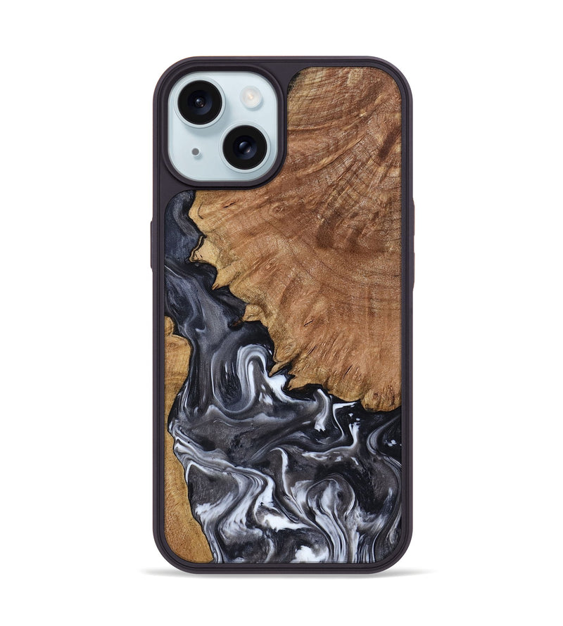 iPhone 15 Wood Phone Case - Latosha (Black & White, 798290)