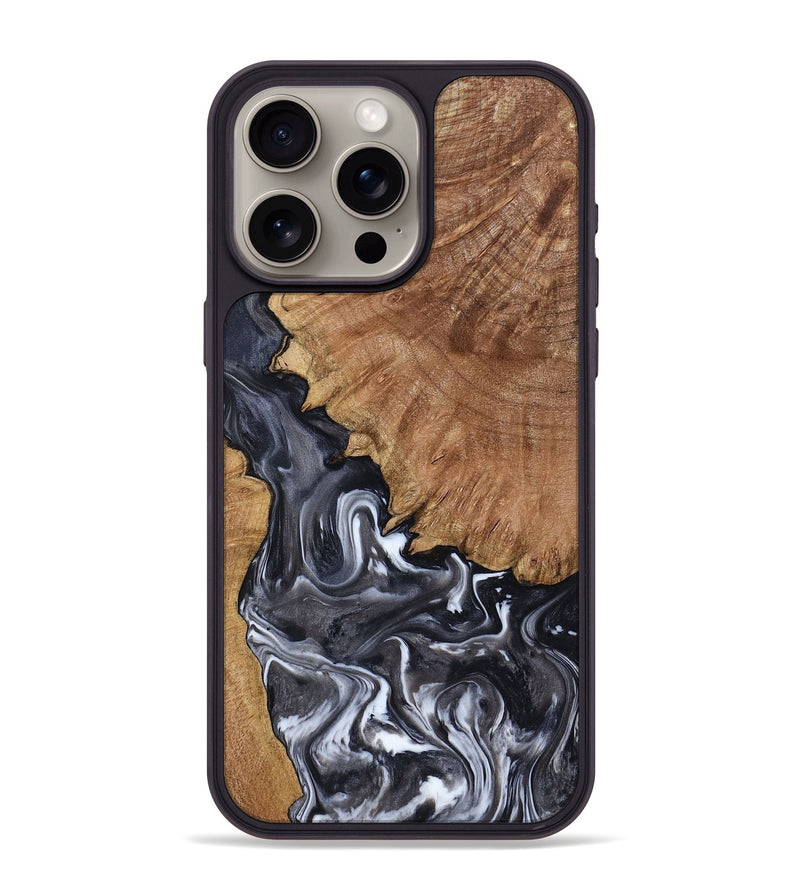 iPhone 15 Pro Max Wood Phone Case - Latosha (Black & White, 798290)