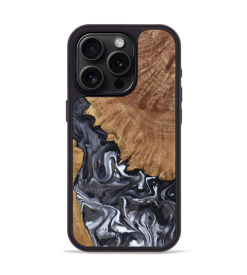 iPhone 15 Pro Wood Phone Case - Latosha (Black & White, 798290)