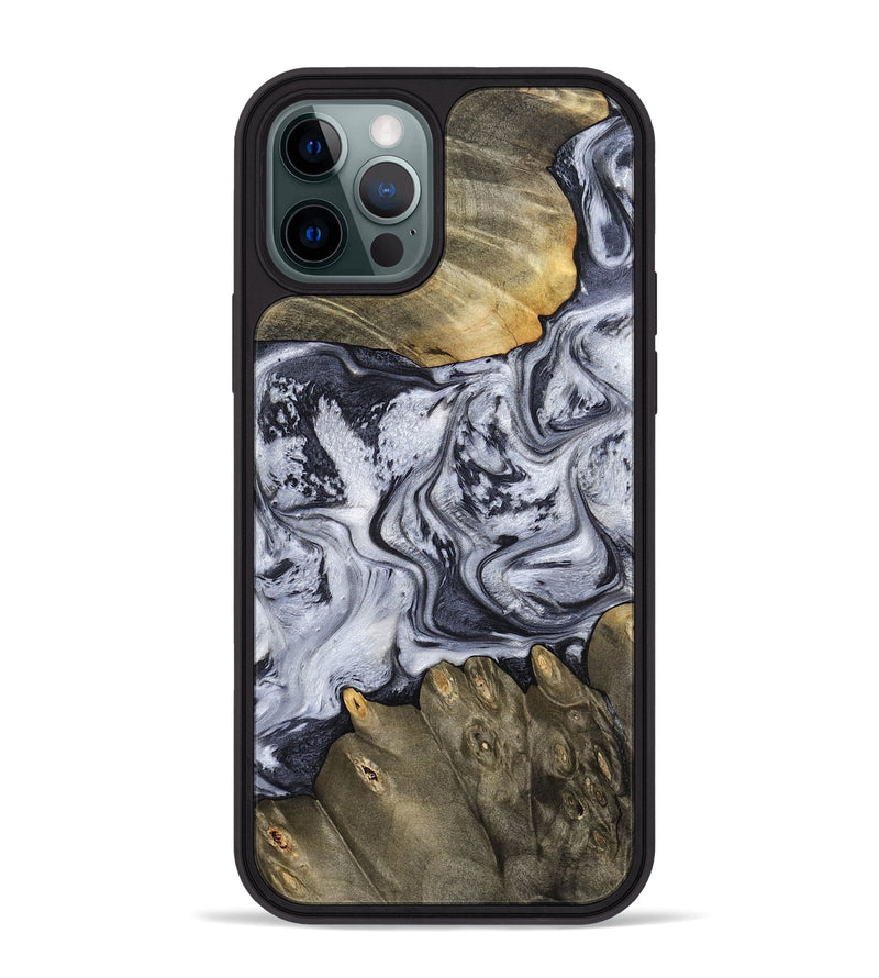 iPhone 12 Pro Max Wood Phone Case - Loyd (Black & White, 798292)