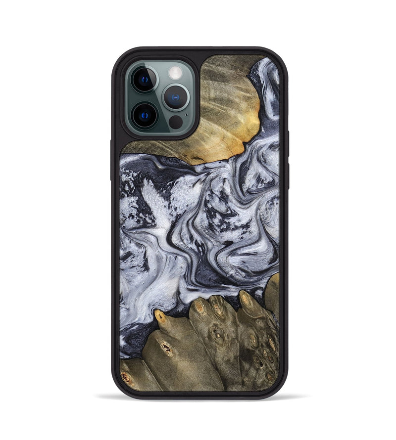 iPhone 12 Pro Wood Phone Case - Loyd (Black & White, 798292)