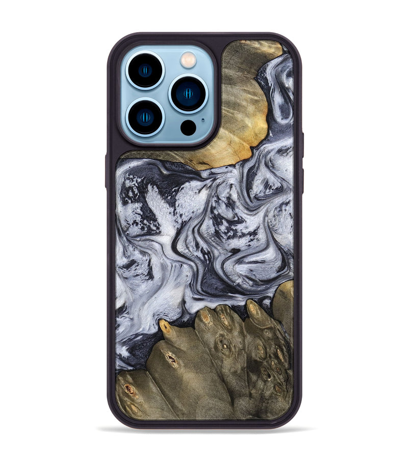 iPhone 14 Pro Max Wood Phone Case - Loyd (Black & White, 798292)
