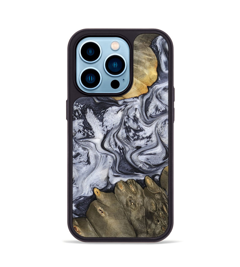 iPhone 14 Pro Wood Phone Case - Loyd (Black & White, 798292)