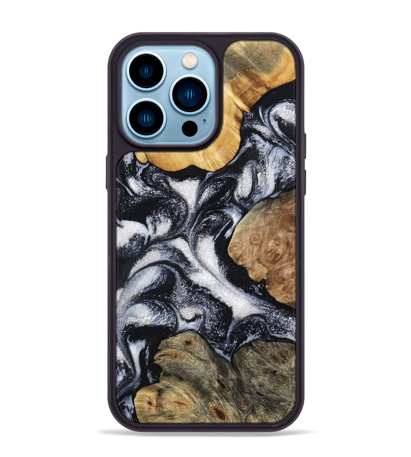 iPhone 14 Pro Max Wood Phone Case - Luann (Black & White, 798293)