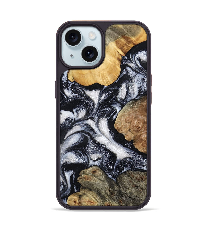 iPhone 15 Wood Phone Case - Luann (Black & White, 798293)