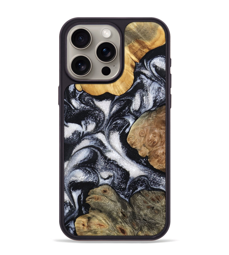 iPhone 15 Pro Max Wood Phone Case - Luann (Black & White, 798293)