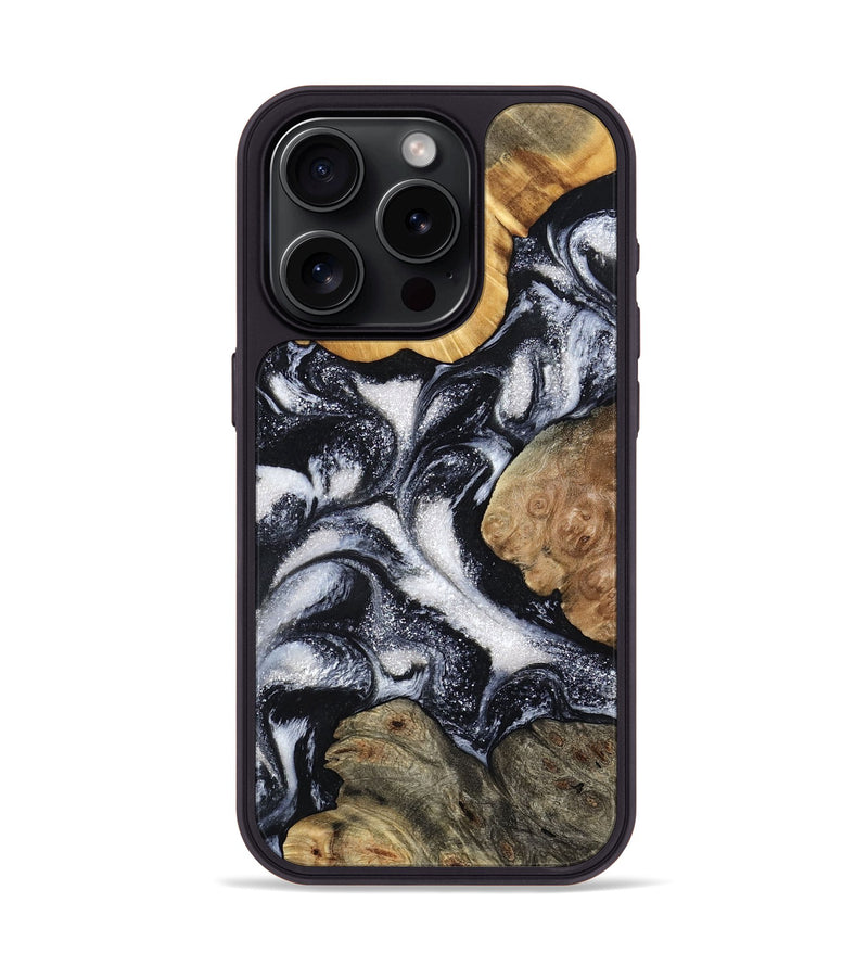 iPhone 15 Pro Wood Phone Case - Luann (Black & White, 798293)