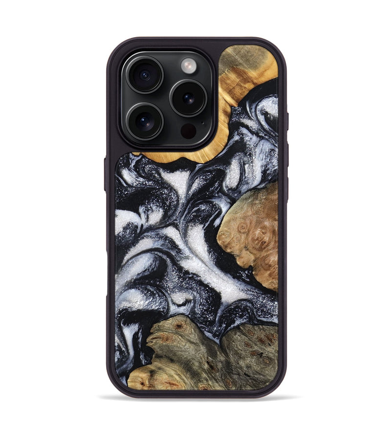 iPhone 16 Pro Wood Phone Case - Luann (Black & White, 798293)