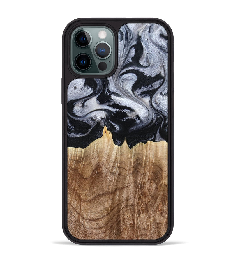 iPhone 12 Pro Max Wood Phone Case - Arely (Black & White, 798294)