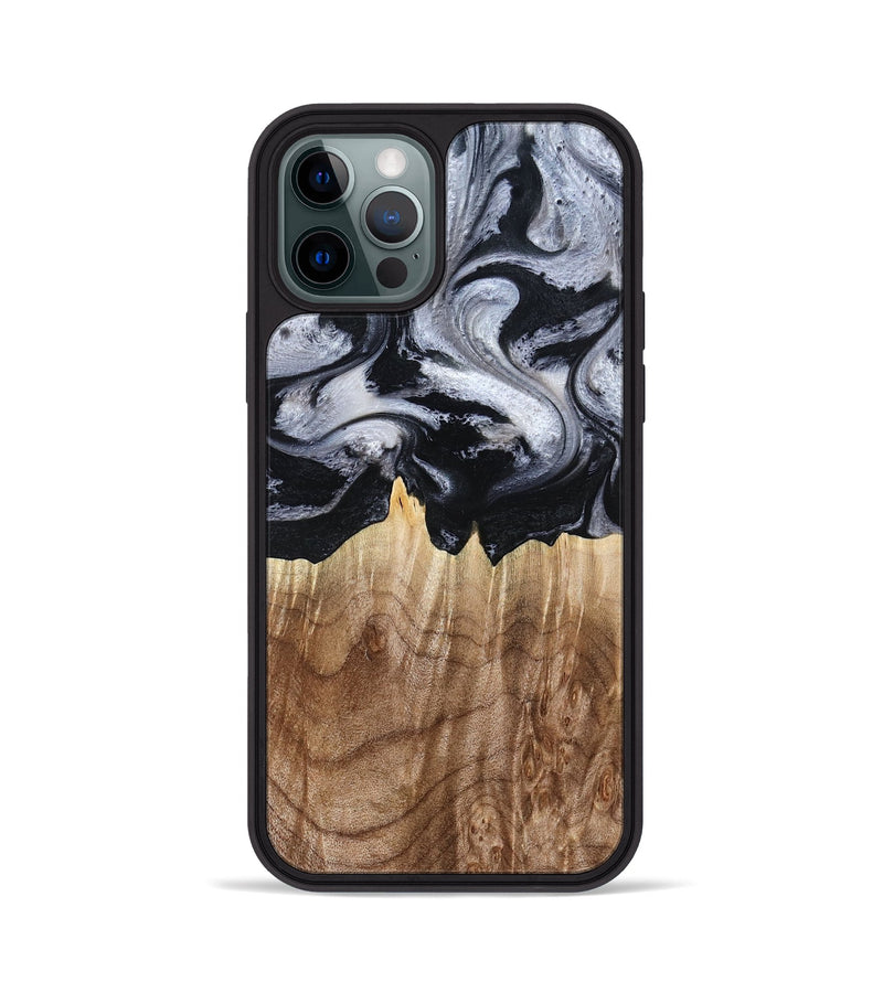 iPhone 12 Pro Wood Phone Case - Arely (Black & White, 798294)