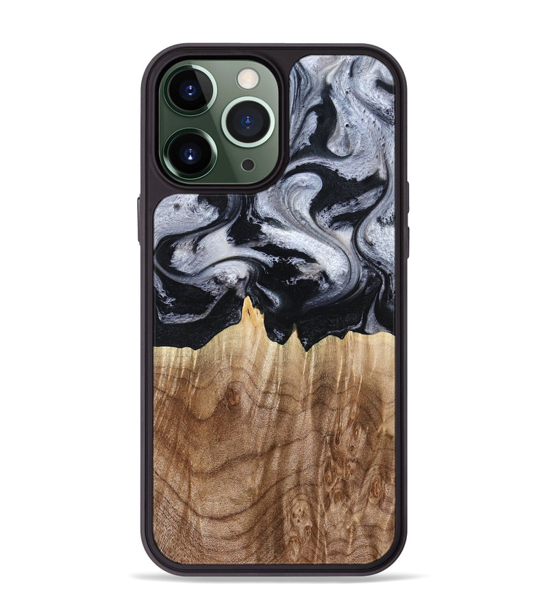 iPhone 13 Pro Max Wood Phone Case - Arely (Black & White, 798294)