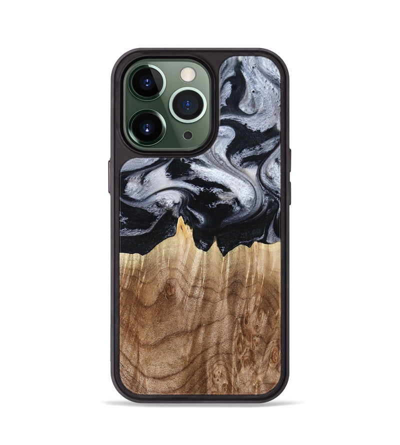 iPhone 13 Pro Wood Phone Case - Arely (Black & White, 798294)