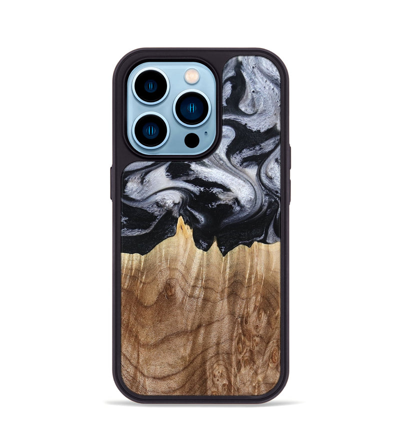 iPhone 14 Pro Wood Phone Case - Arely (Black & White, 798294)
