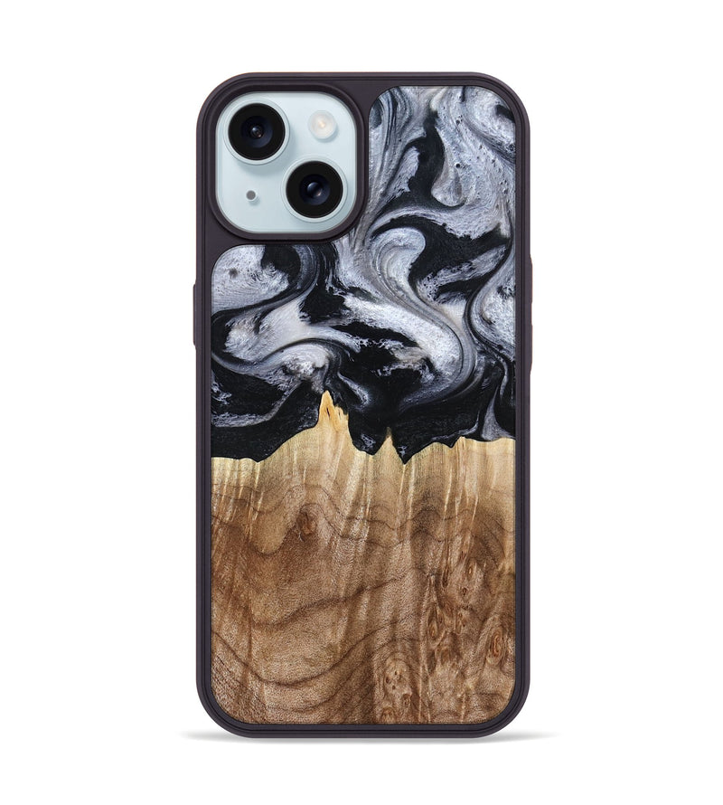 iPhone 15 Wood Phone Case - Arely (Black & White, 798294)