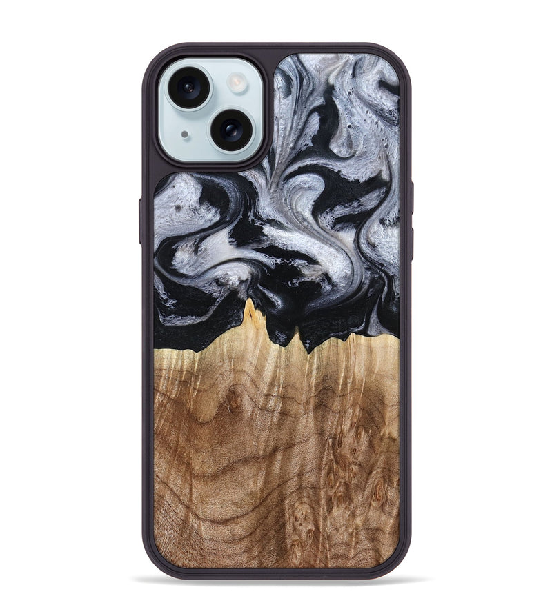 iPhone 15 Plus Wood Phone Case - Arely (Black & White, 798294)