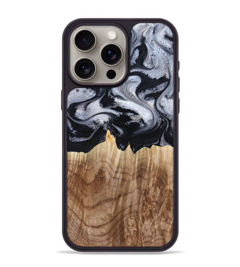 iPhone 15 Pro Max Wood Phone Case - Arely (Black & White, 798294)