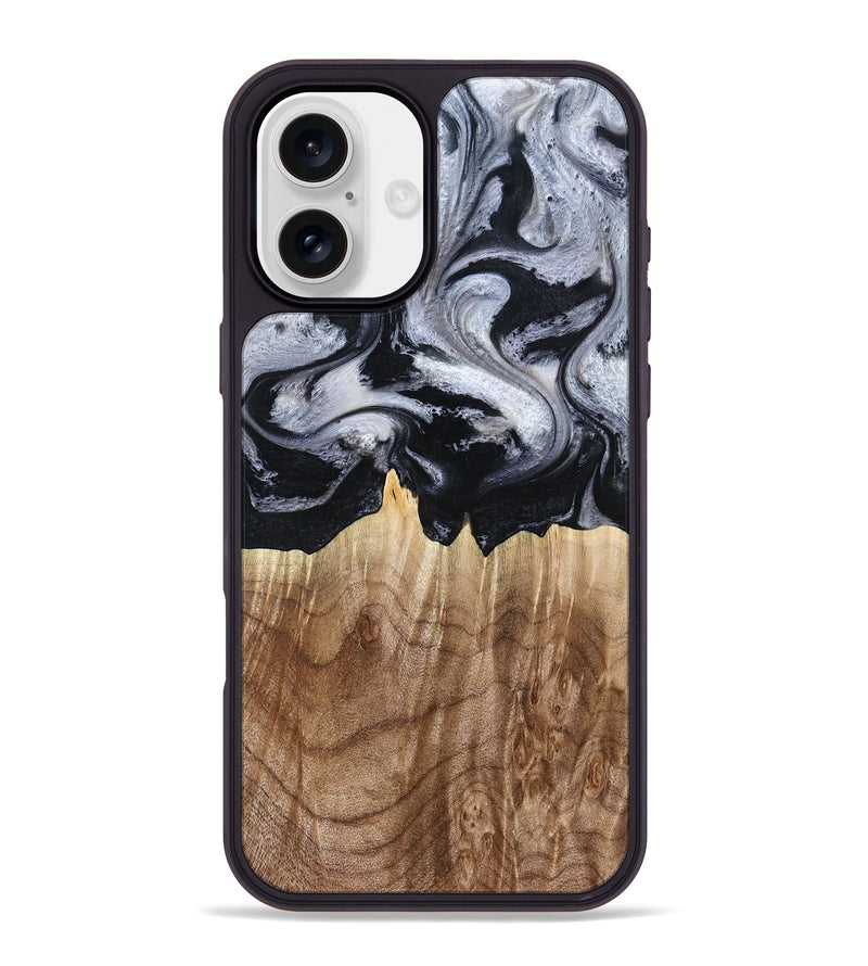 iPhone 16 Plus Wood Phone Case - Arely (Black & White, 798294)
