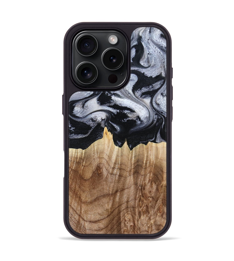 iPhone 16 Pro Wood Phone Case - Arely (Black & White, 798294)