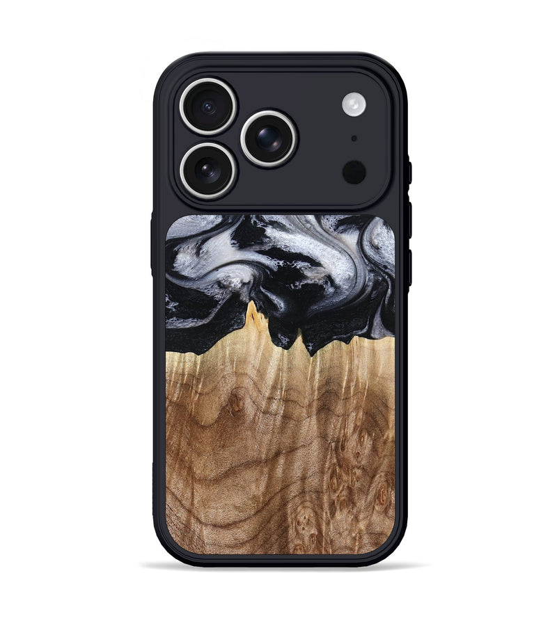iPhone 17 Pro Wood Phone Case - Arely (Black & White, 798294)
