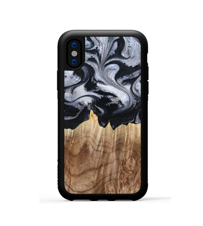iPhone Xs Wood Phone Case - Arely (Black & White, 798294)