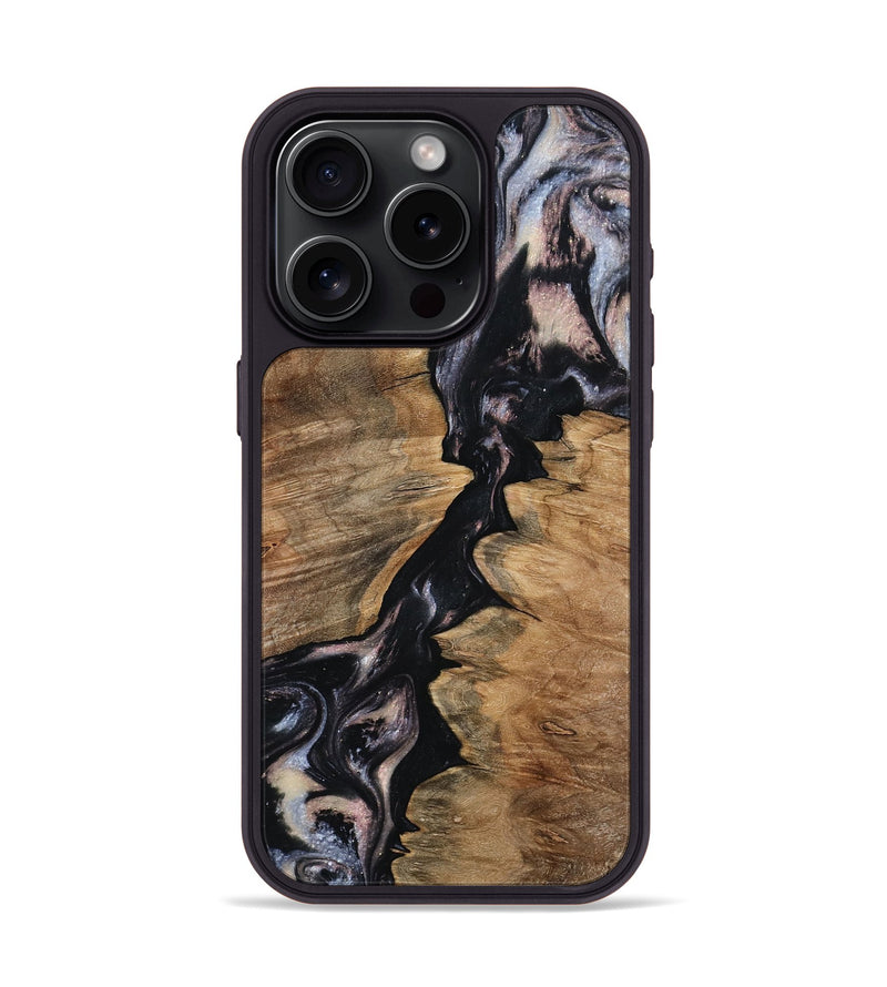 iPhone 15 Pro Wood Phone Case - West (Black & White, 798295)