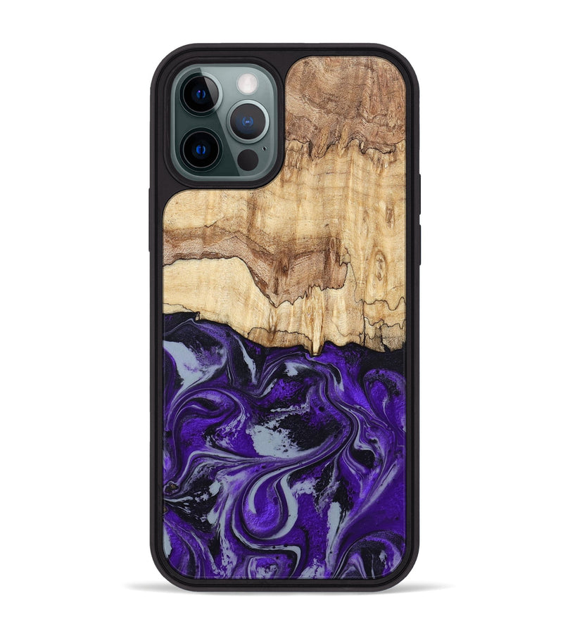 iPhone 12 Pro Max Wood Phone Case - Sandy (Purple, 798332)