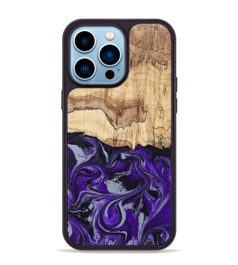iPhone 14 Pro Max Wood Phone Case - Sandy (Purple, 798332)