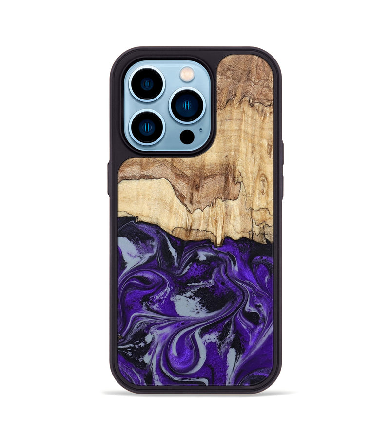 iPhone 14 Pro Wood Phone Case - Sandy (Purple, 798332)