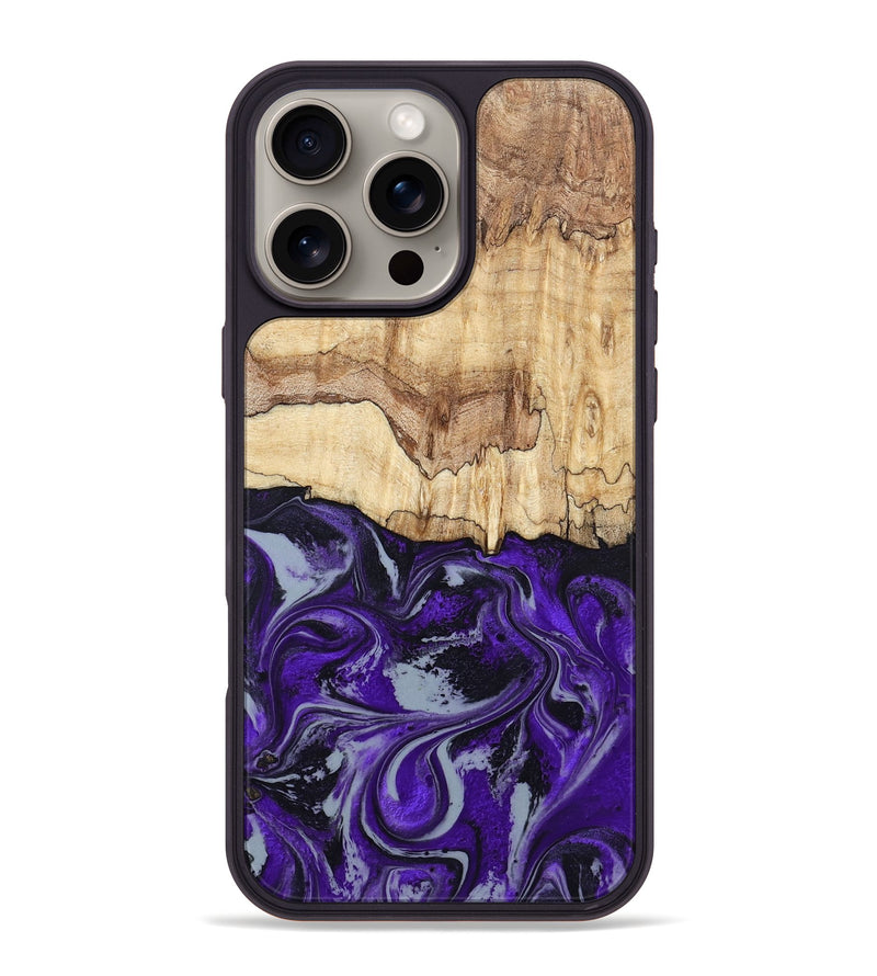 iPhone 16 Pro Max Wood Phone Case - Sandy (Purple, 798332)