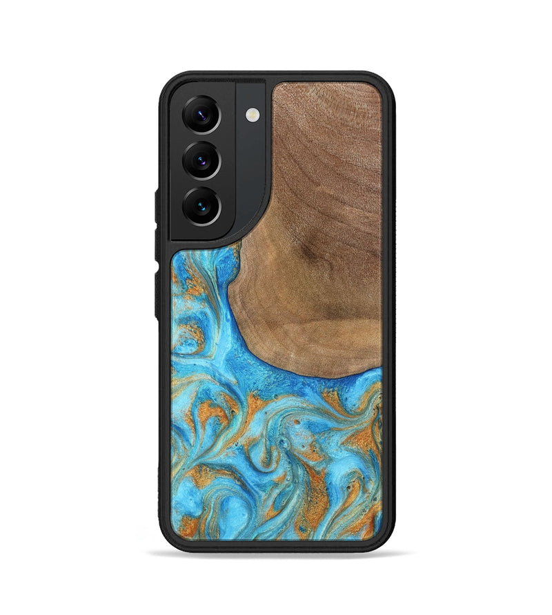 Galaxy S22 Wood Phone Case - Bettye (Teal & Gold, 798338)