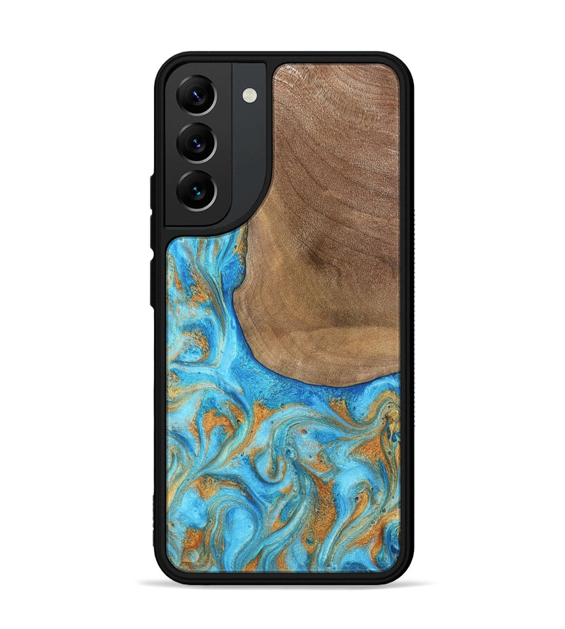 Galaxy S22 Plus Wood Phone Case - Bettye (Teal & Gold, 798338)