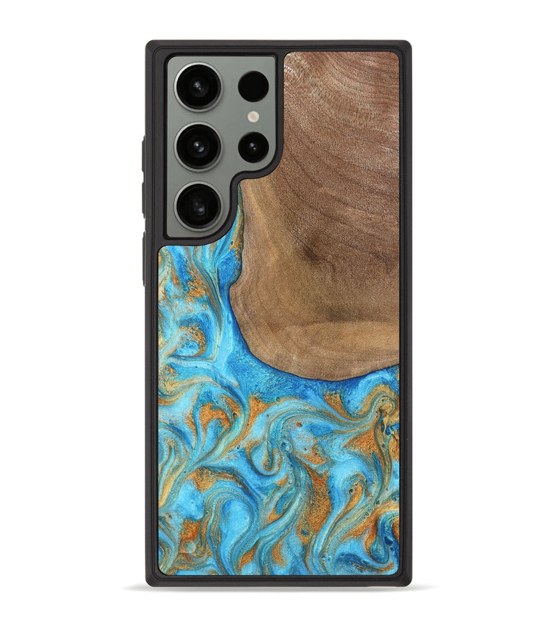 Galaxy S23 Ultra Wood Phone Case - Bettye (Teal & Gold, 798338)