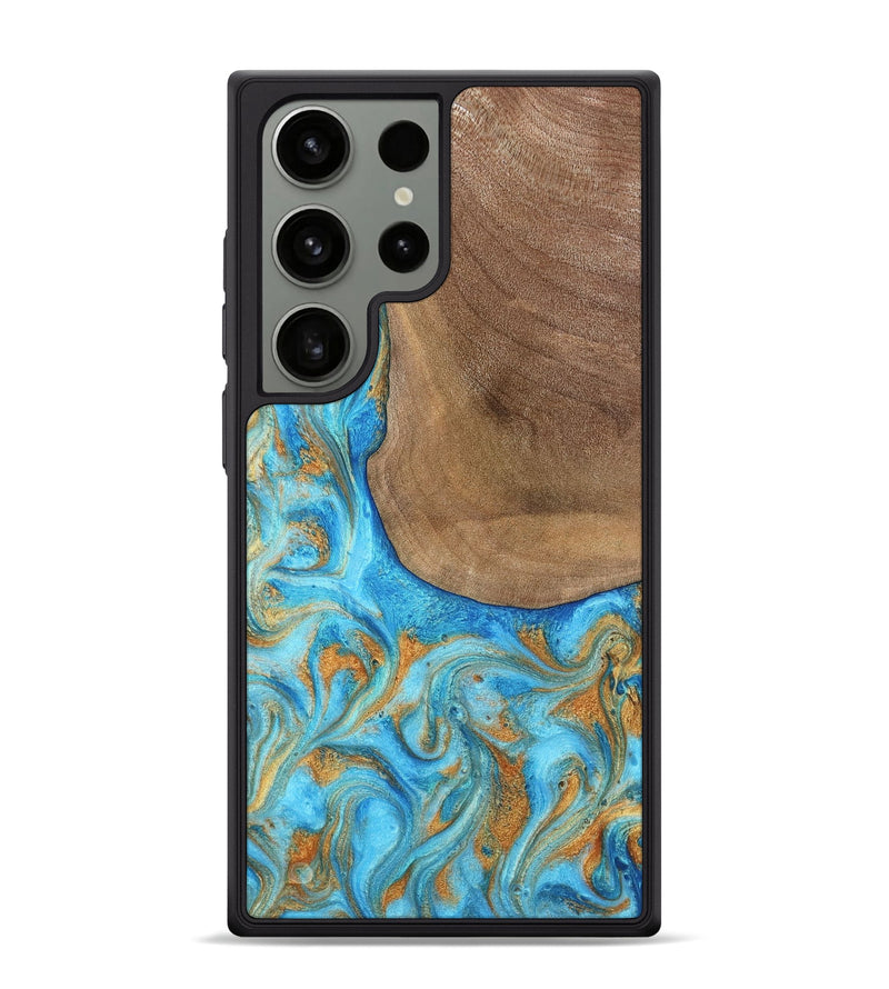 Galaxy S24 Ultra Wood Phone Case - Bettye (Teal & Gold, 798338)