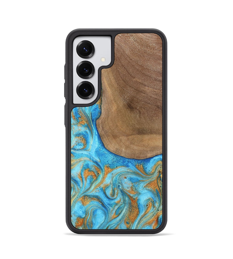 Galaxy S25 Wood Phone Case - Bettye (Teal & Gold, 798338)