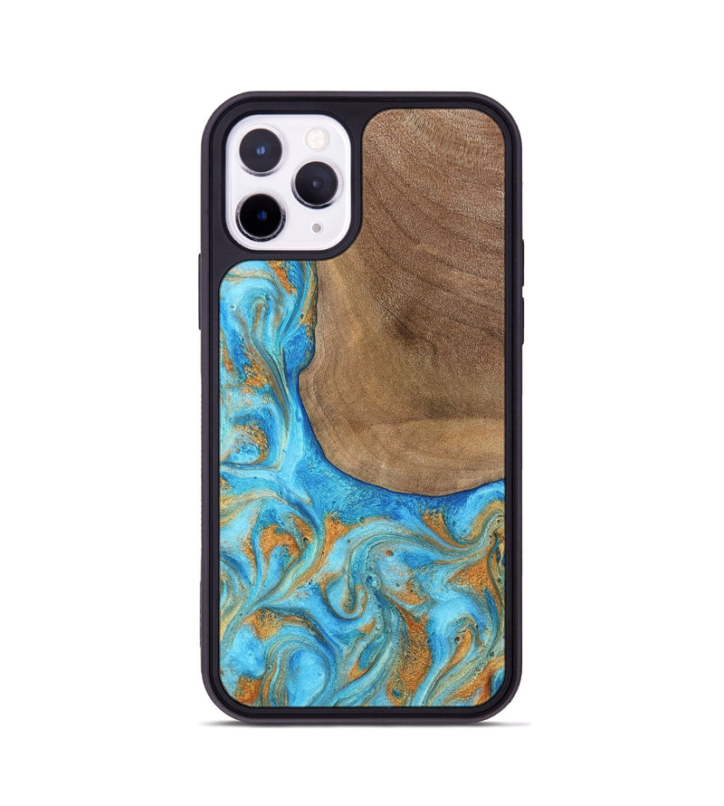 iPhone 11 Pro Wood Phone Case - Bettye (Teal & Gold, 798338)