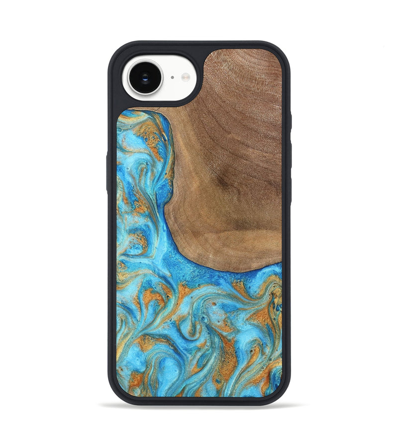 iPhone 16e Wood Phone Case - Bettye (Teal & Gold, 798338)