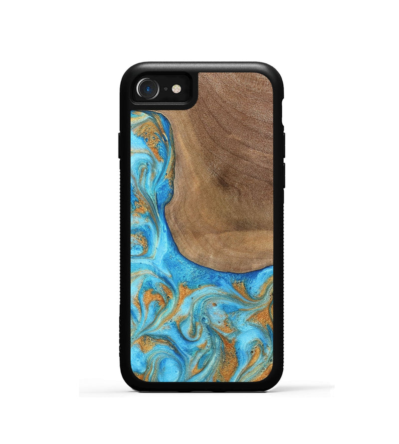 iPhone SE Wood Phone Case - Bettye (Teal & Gold, 798338)