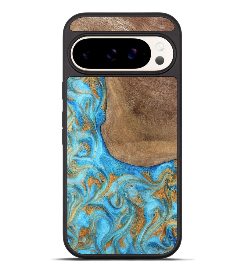 Pixel 9 Pro XL Wood Phone Case - Bettye (Teal & Gold, 798338)