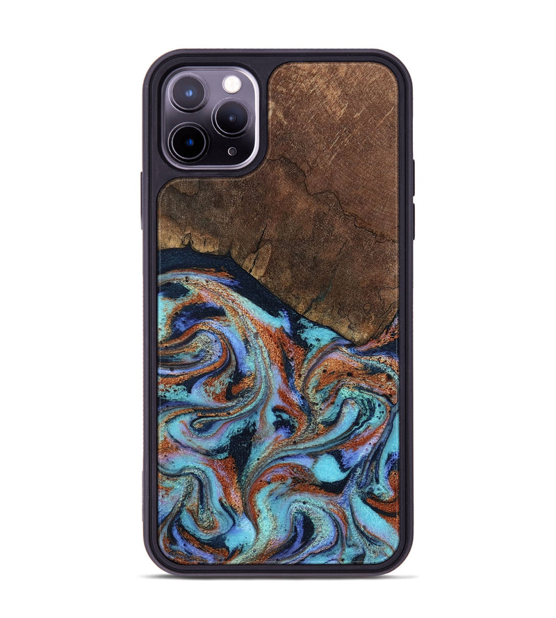 iPhone 11 Pro Max Wood Phone Case - Ina (Teal & Gold, 798340)